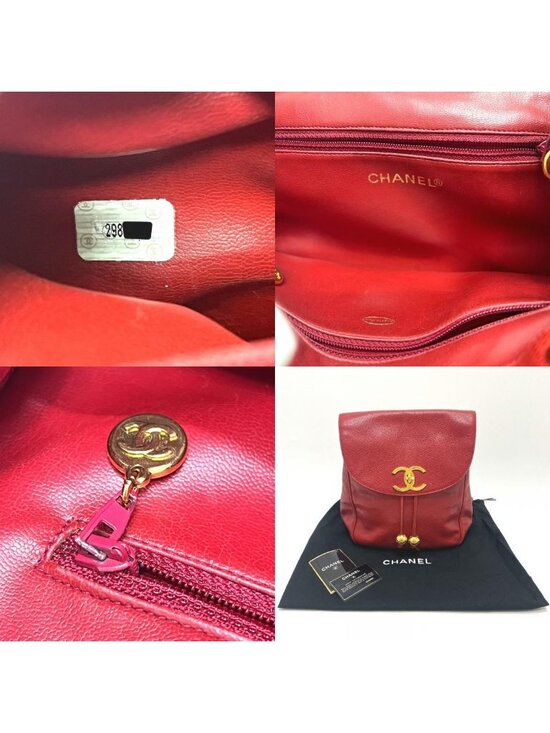 Chanel Backpack Sac CC Logo Caviar Leather Red main image 8
